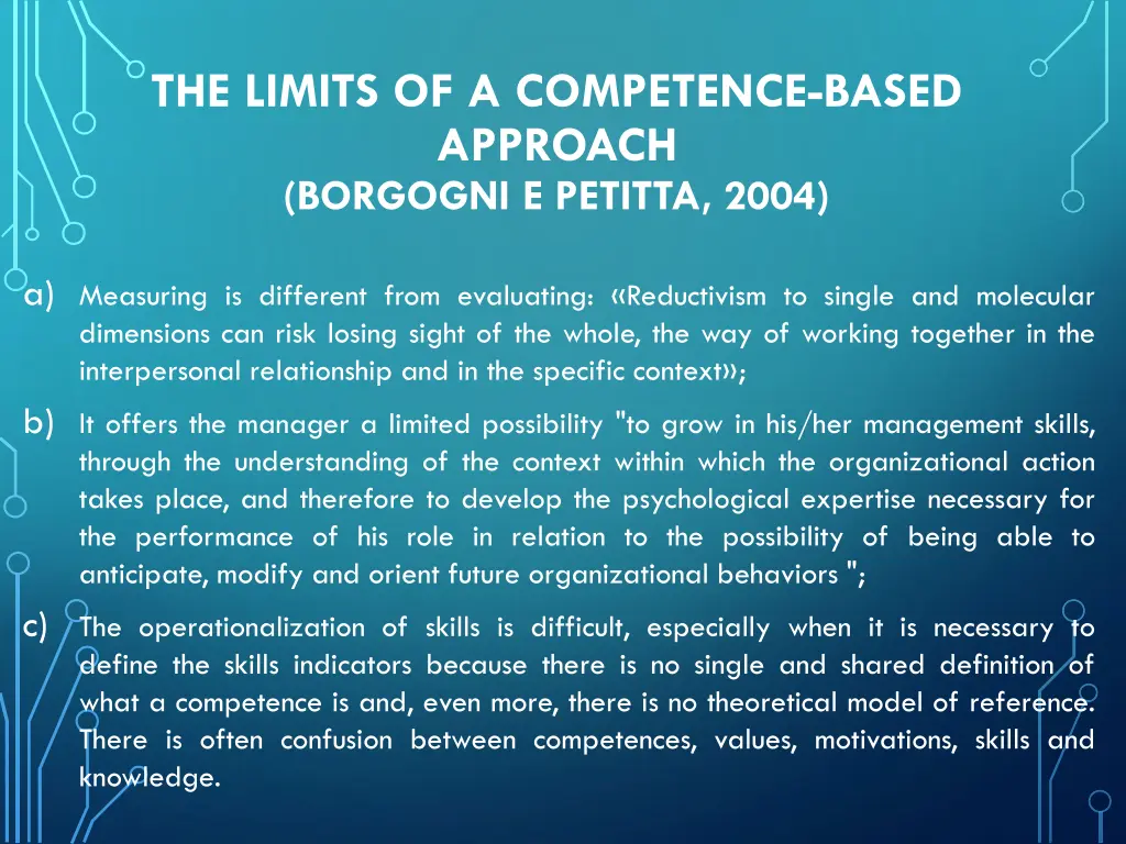 the limits of a competence based approach