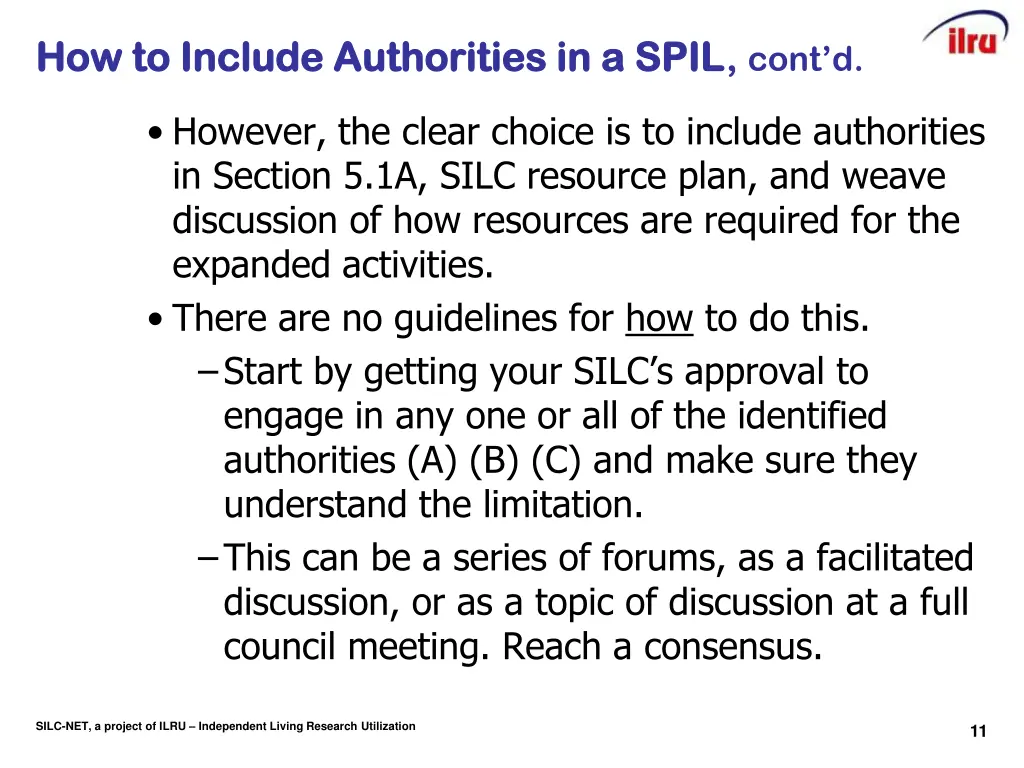 how to include authorities in a spil 1