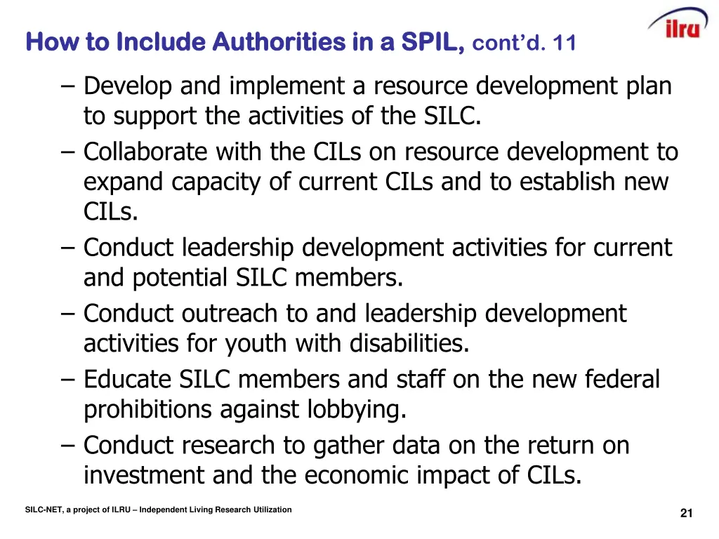how to include authorities in a spil 11