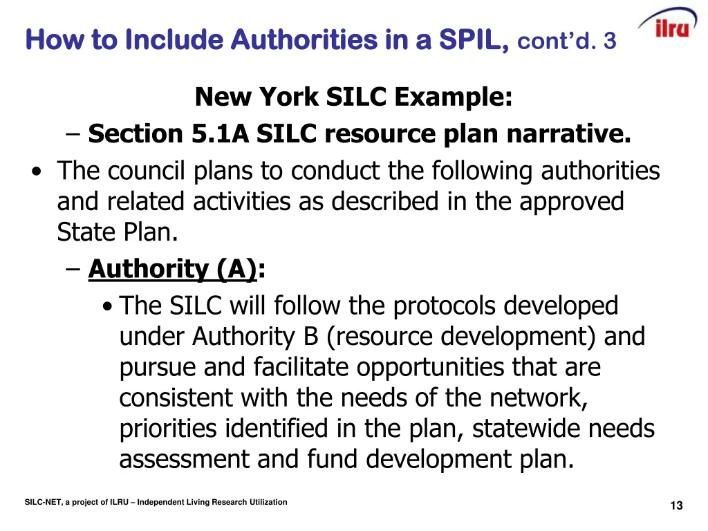 how to include authorities in a spil 3
