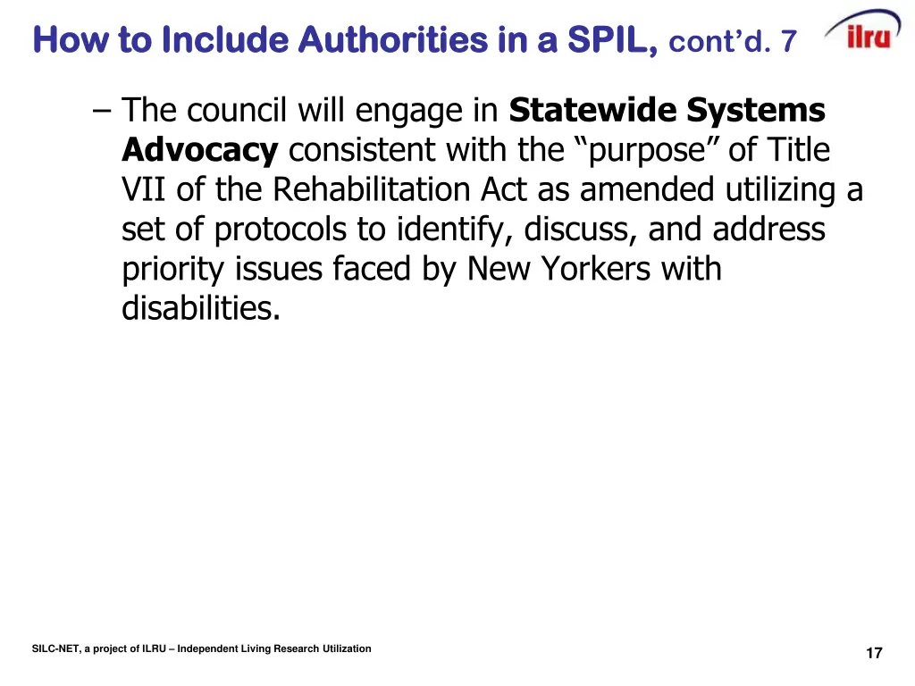 how to include authorities in a spil 7