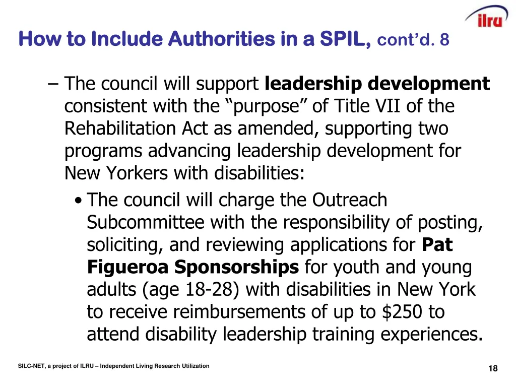 how to include authorities in a spil 8