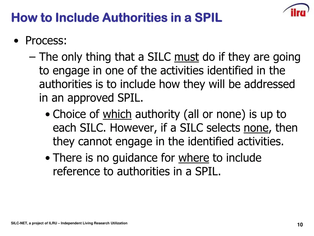 how to include authorities in a spil