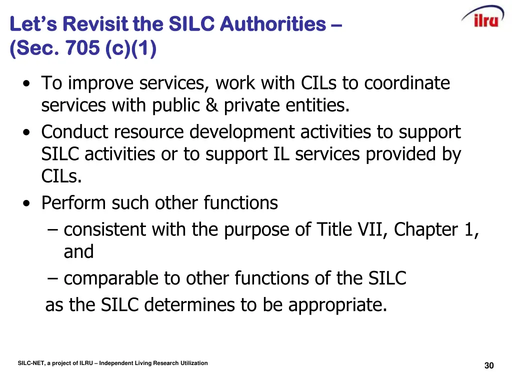 let s revisit the silc authorities let s revisit