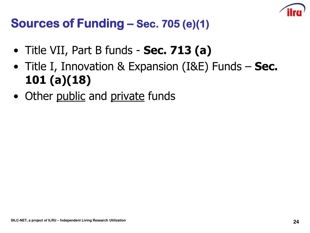 sources of funding sources of funding sec 705 e 1