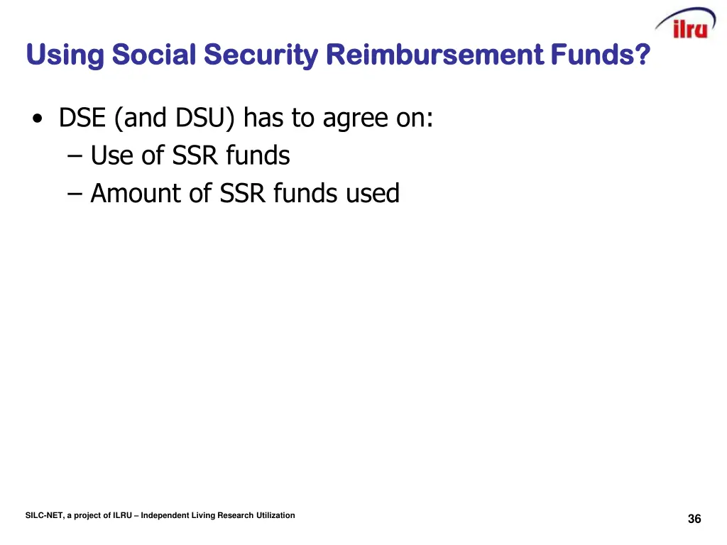 using social security reimbursement funds using