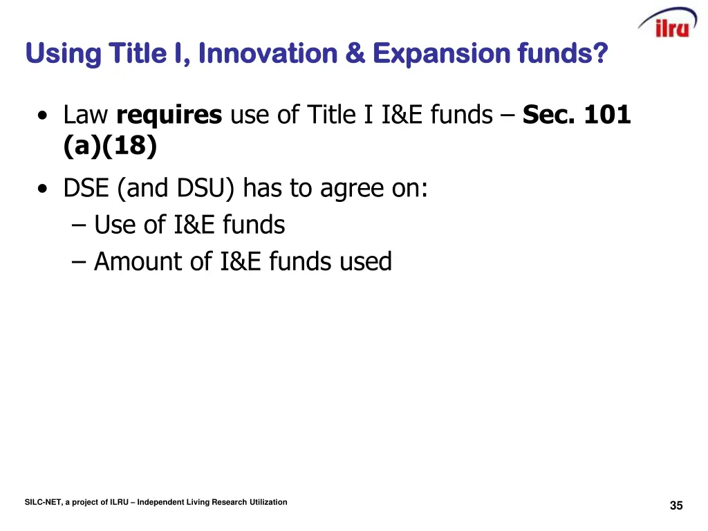 using title i innovation expansion funds using