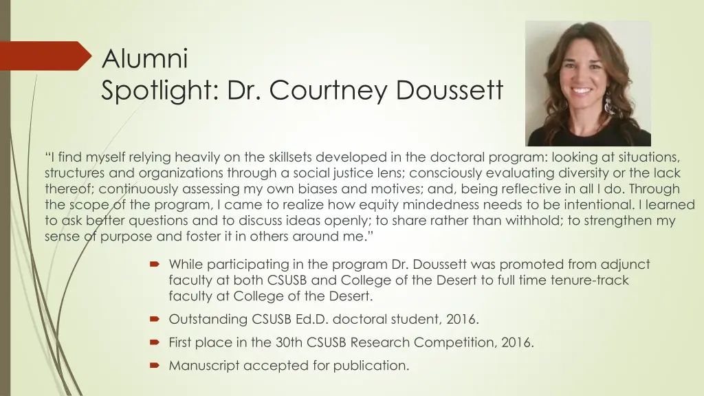 alumni spotlight dr courtney doussett