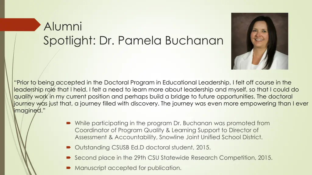 alumni spotlight dr pamela buchanan