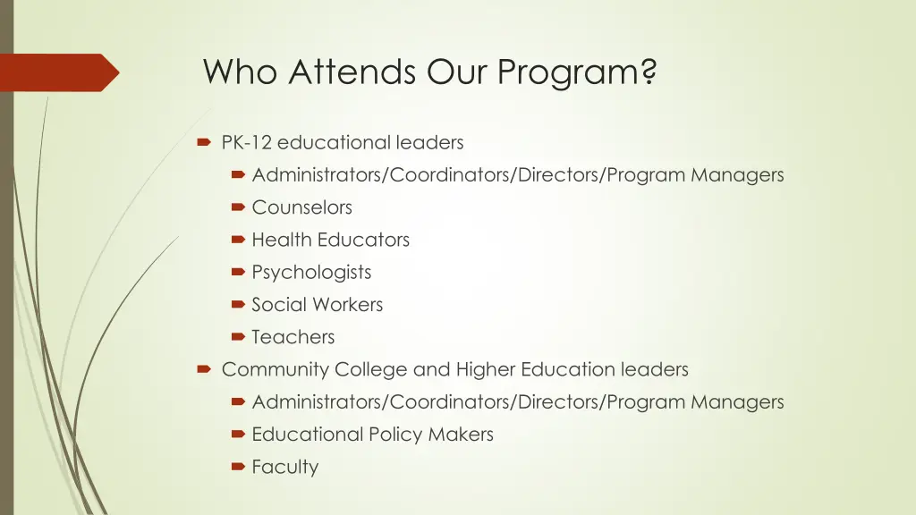 who attends our program
