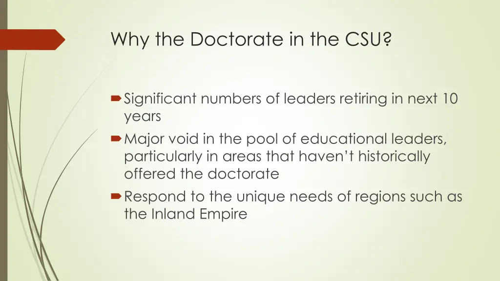 why the doctorate in the csu