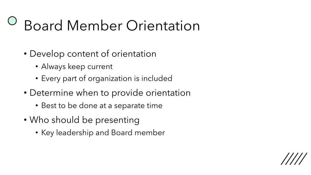 board member orientation