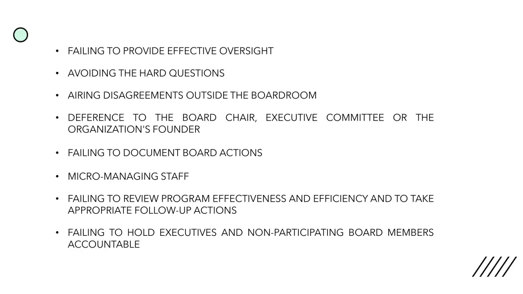 failing to provide effective oversight