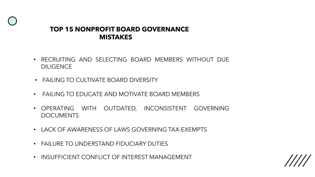 top 15 nonprofit board governance mistakes