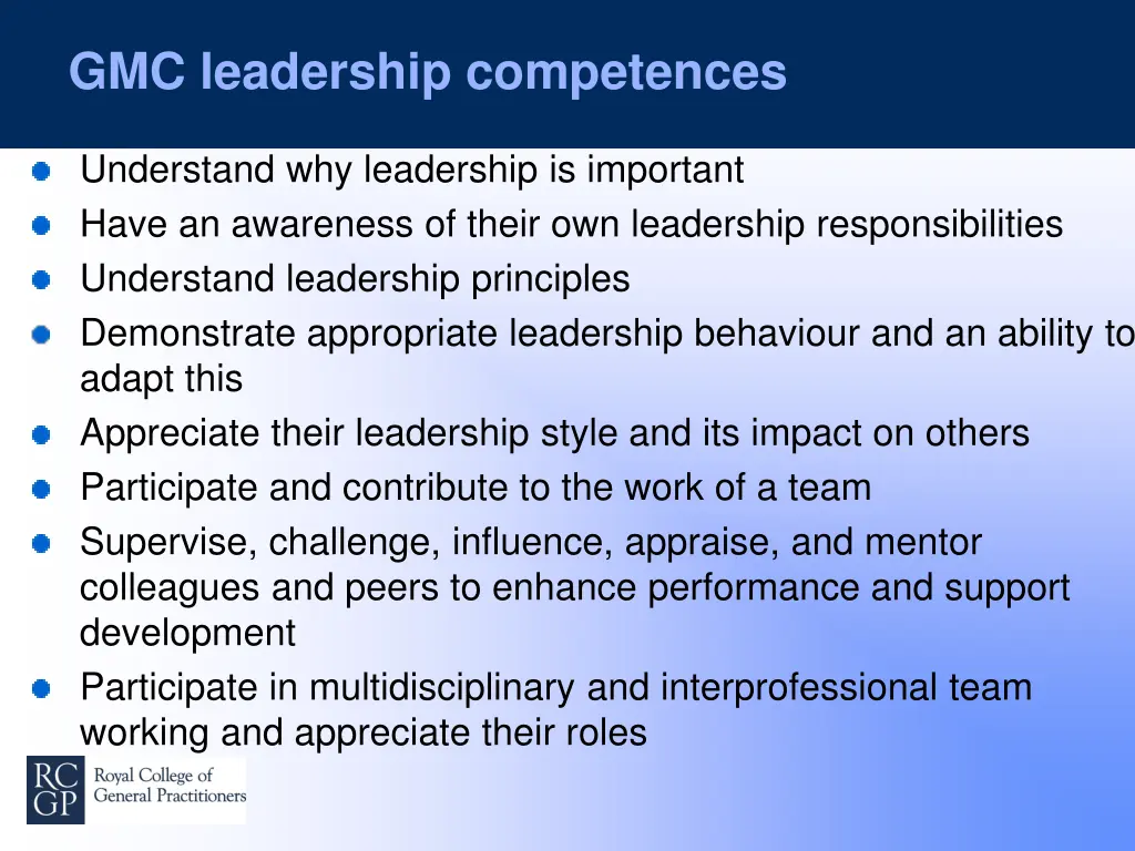gmc leadership competences
