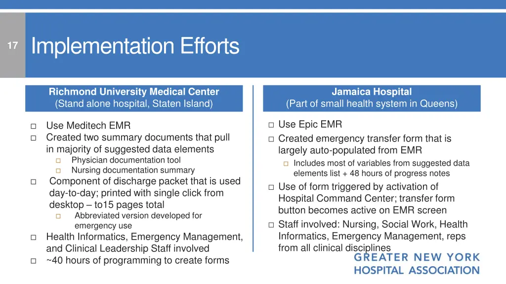 implementation efforts