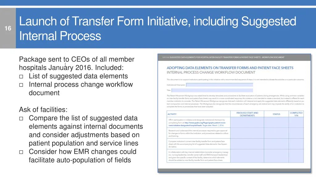 launch of transfer form initiative including