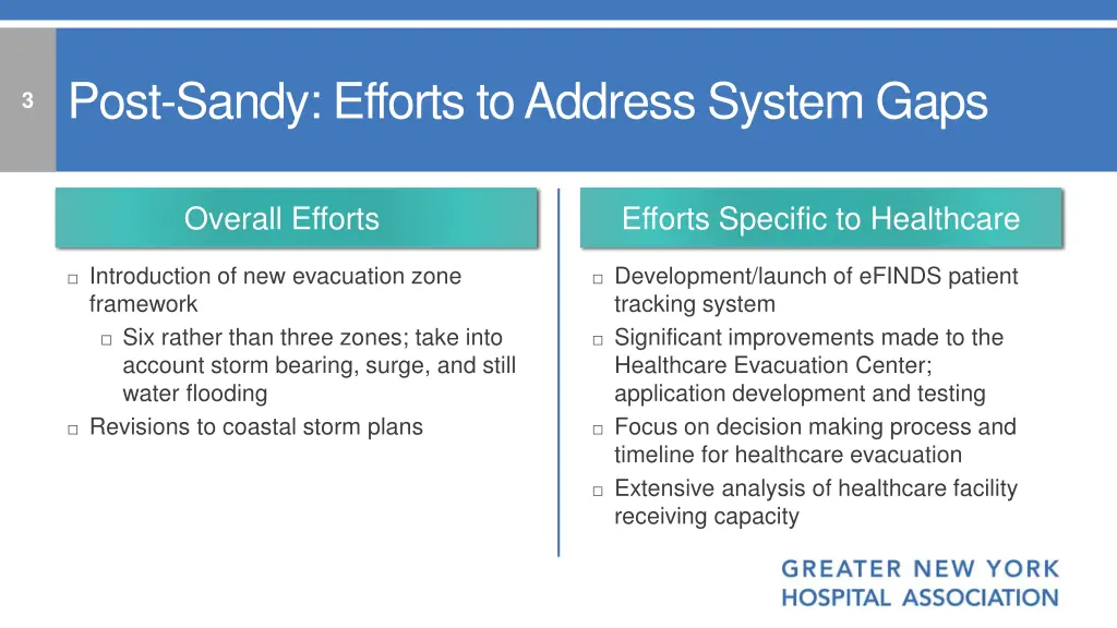 post sandy efforts to address system gaps