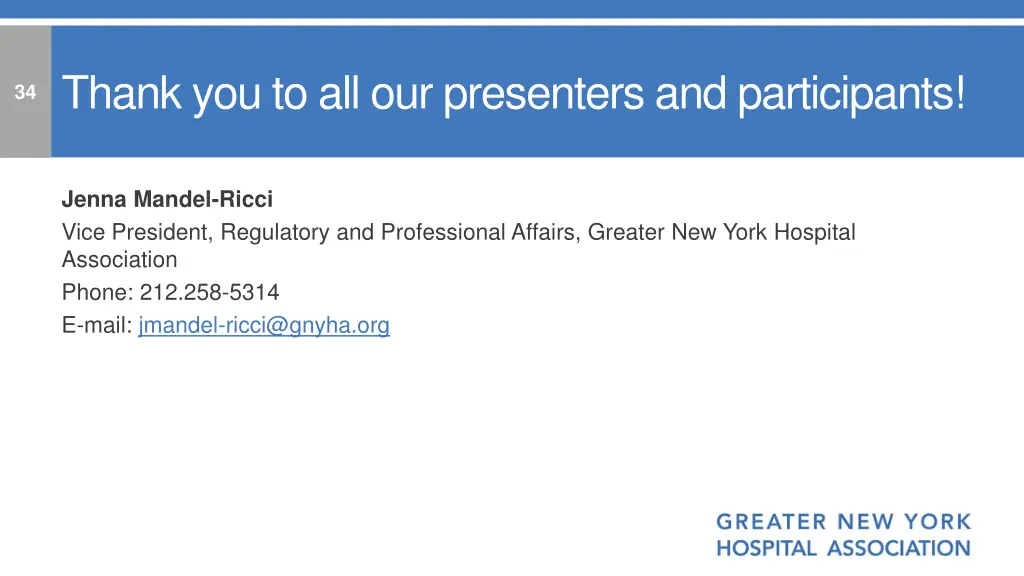 thank you to all our presenters and participants