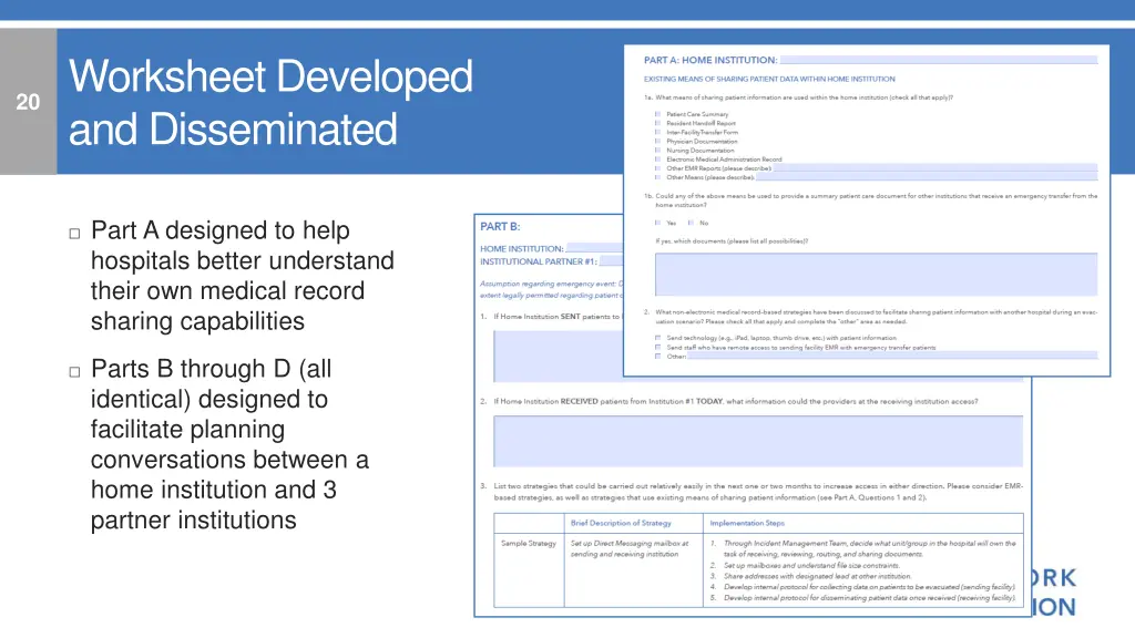 worksheet developed and disseminated