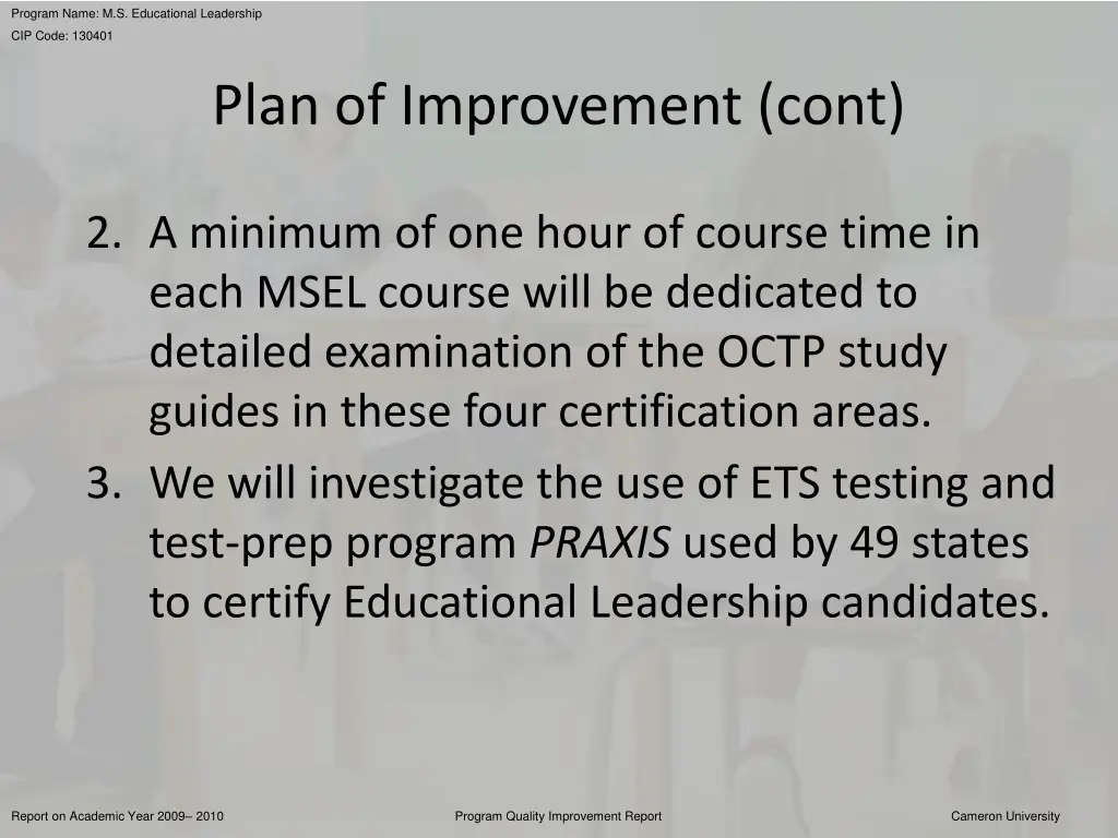 program name m s educational leadership 21
