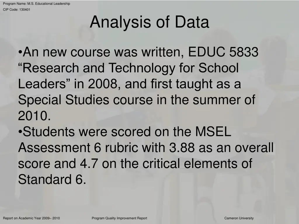 program name m s educational leadership 36