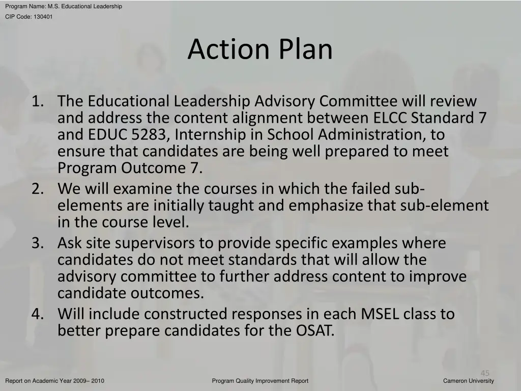 program name m s educational leadership 43