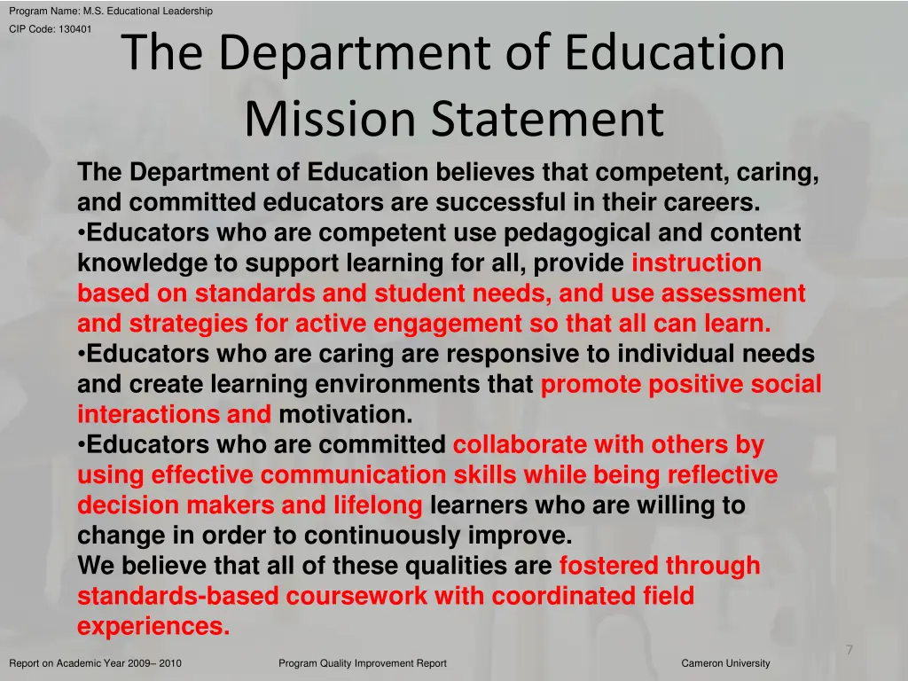 program name m s educational leadership 5