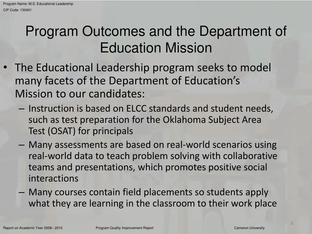 program name m s educational leadership 6