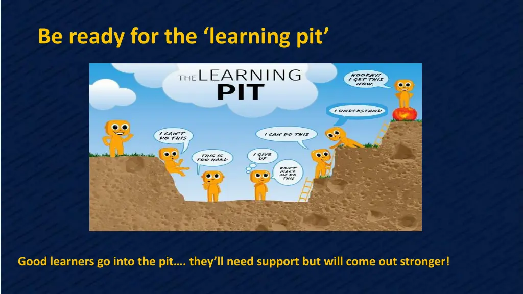 be ready for the learning pit