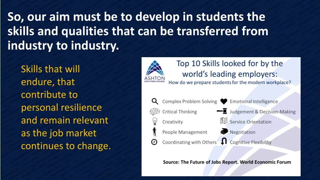 so our aim must be to develop in students