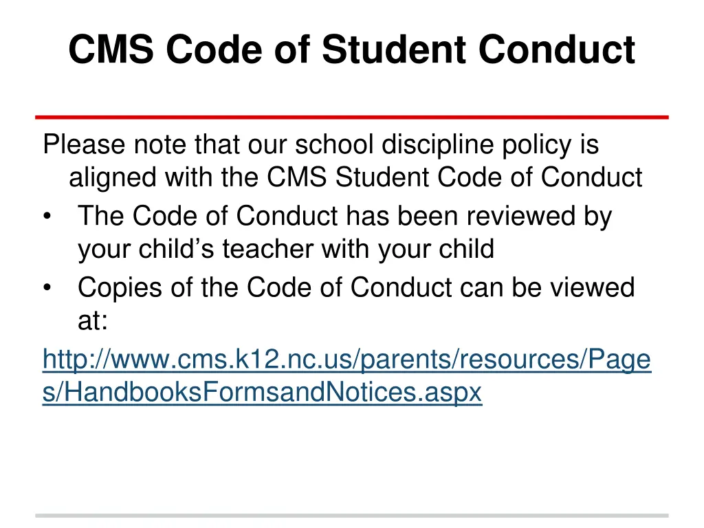 cms code of student conduct