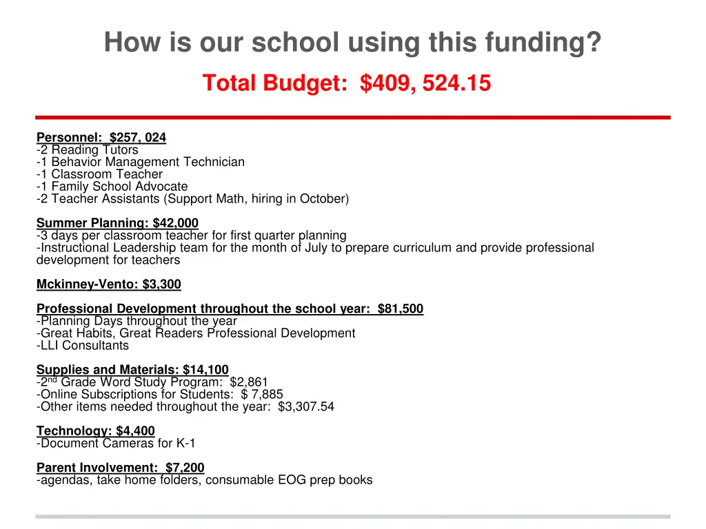 how is our school using this funding
