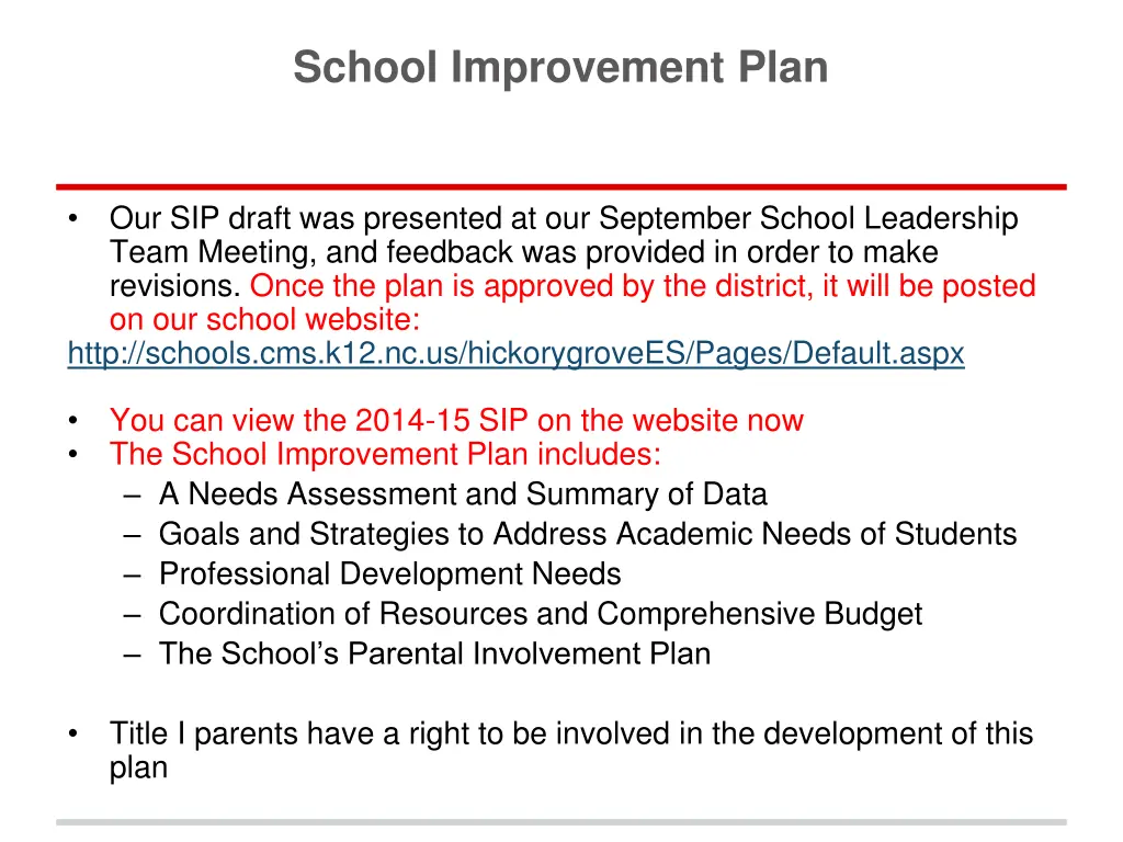 school improvement plan