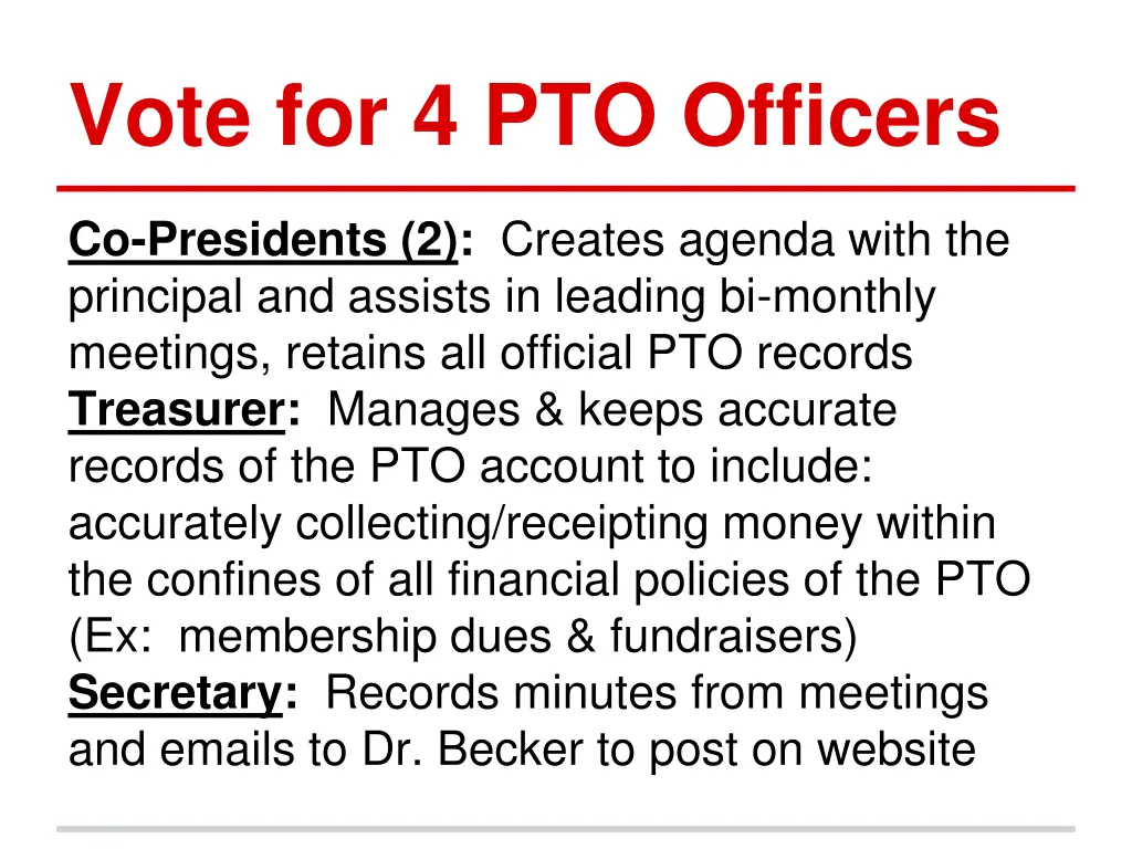 vote for 4 pto officers