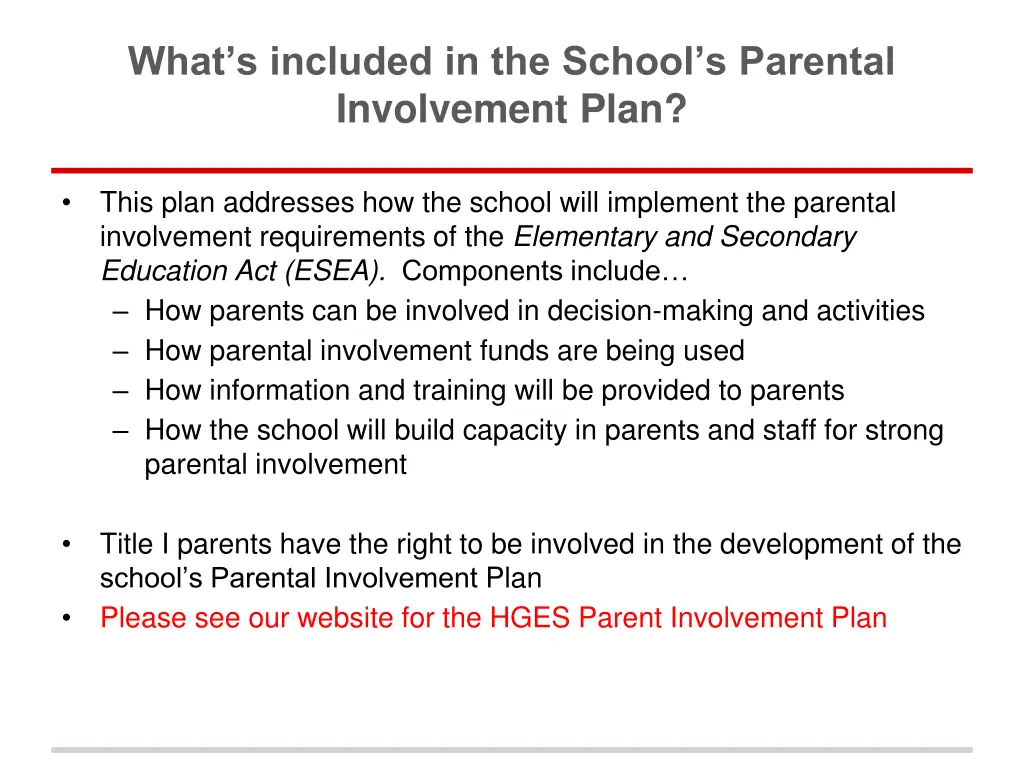 what s included in the school s parental