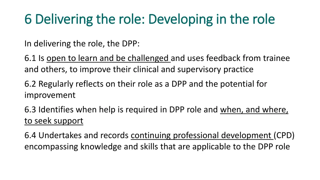 6 delivering the role developing in the role