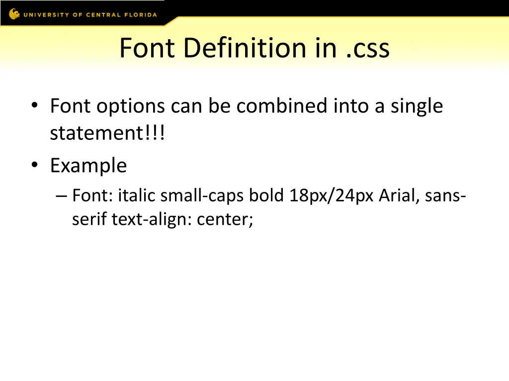 font definition in css