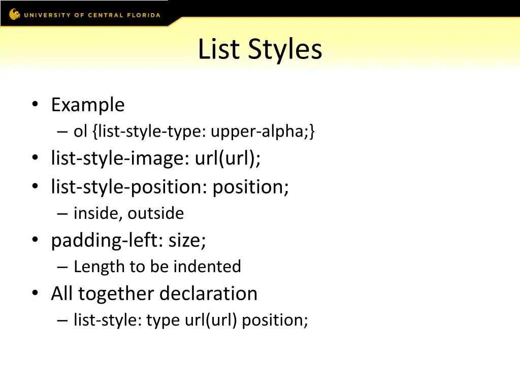 list styles