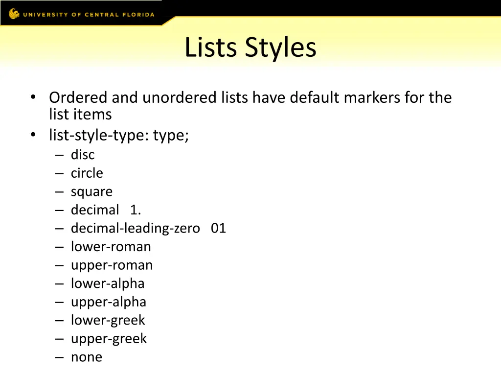 lists styles