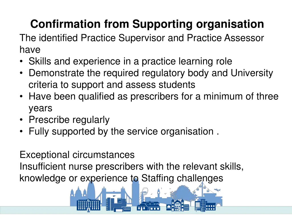 confirmation from supporting organisation