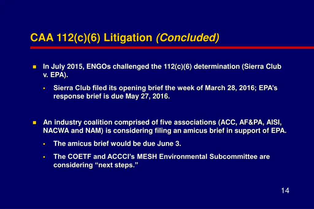 caa 112 c 6 litigation concluded