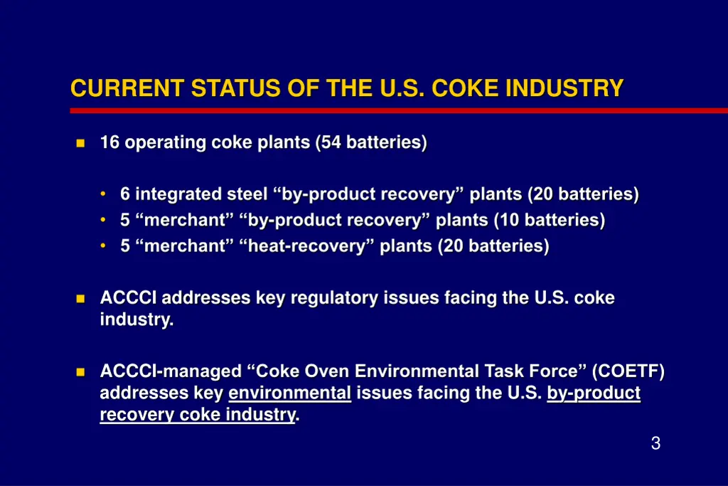 current status of the u s coke industry