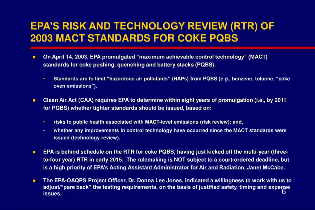 epa s risk and technology review rtr of 2003 mact