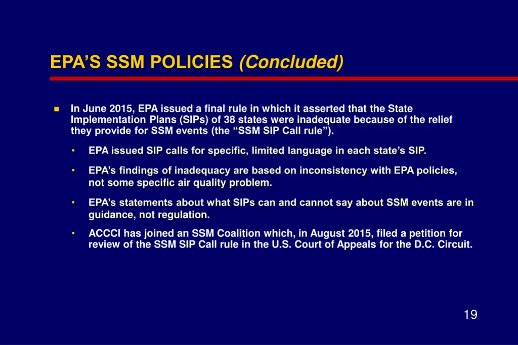 epa s ssm policies concluded