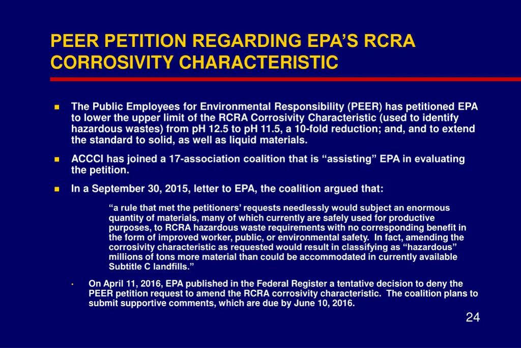 peer petition regarding epa s rcra corrosivity