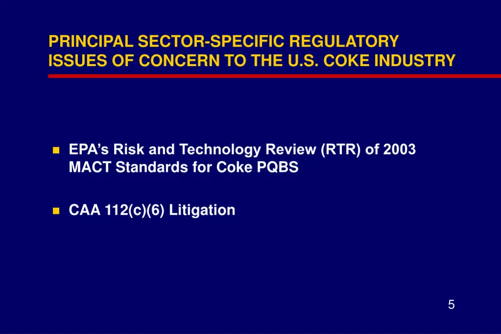 principal sector specific regulatory issues