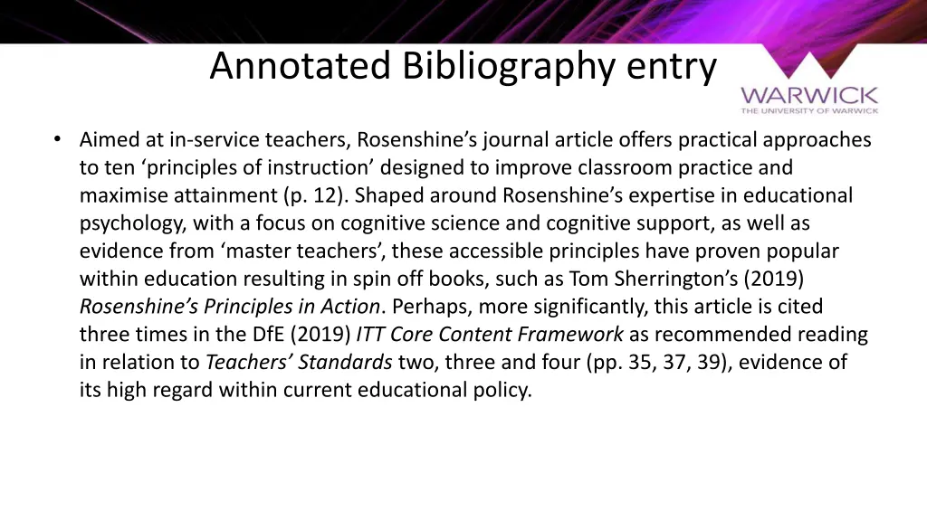 annotated bibliography entry
