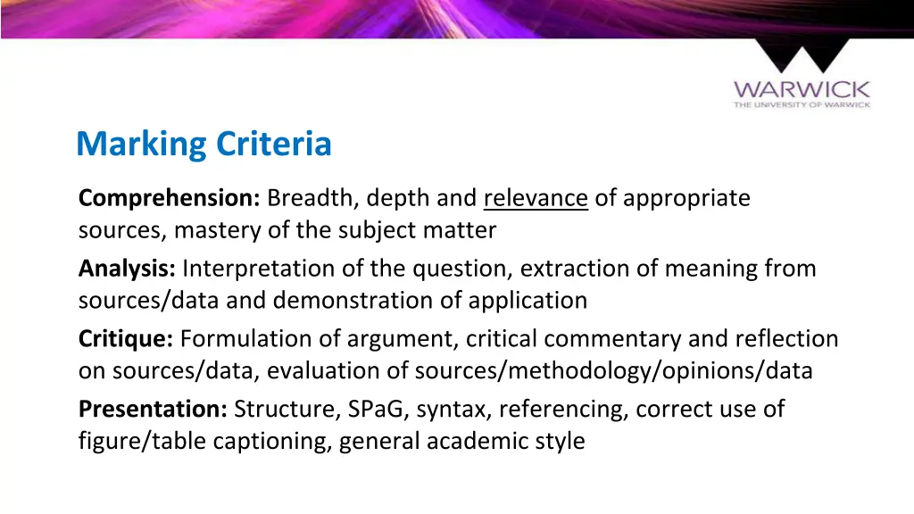 marking criteria