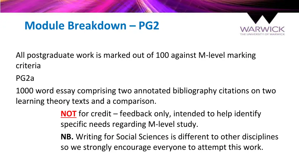module breakdown pg2